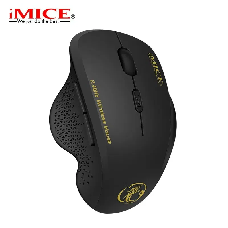 Color: black - G6 ABS Wireless Mouse Ergonomic Computer IMICE Mouse 2.4Ghz Gamer PC Optical Mouse With USB Receiver 1600 DPI For Laptop PC