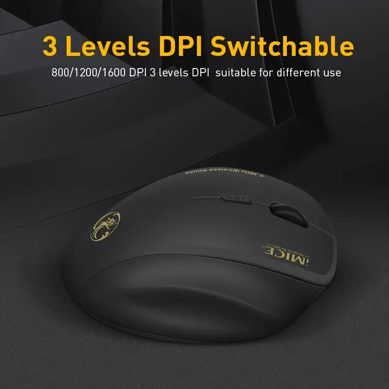 Color: black - G6 ABS Wireless Mouse Ergonomic Computer IMICE Mouse 2.4Ghz Gamer PC Optical Mouse With USB Receiver 1600 DPI For Laptop PC