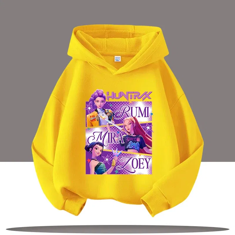 Color: PURPLE, Kid Size: 7 - Y2K KPop Demon Hunters Hoodies Teenage Girls Boys Rumi KPop Demon Hunters Hoody Autumn Casual Long Sleeve Children's Clothing