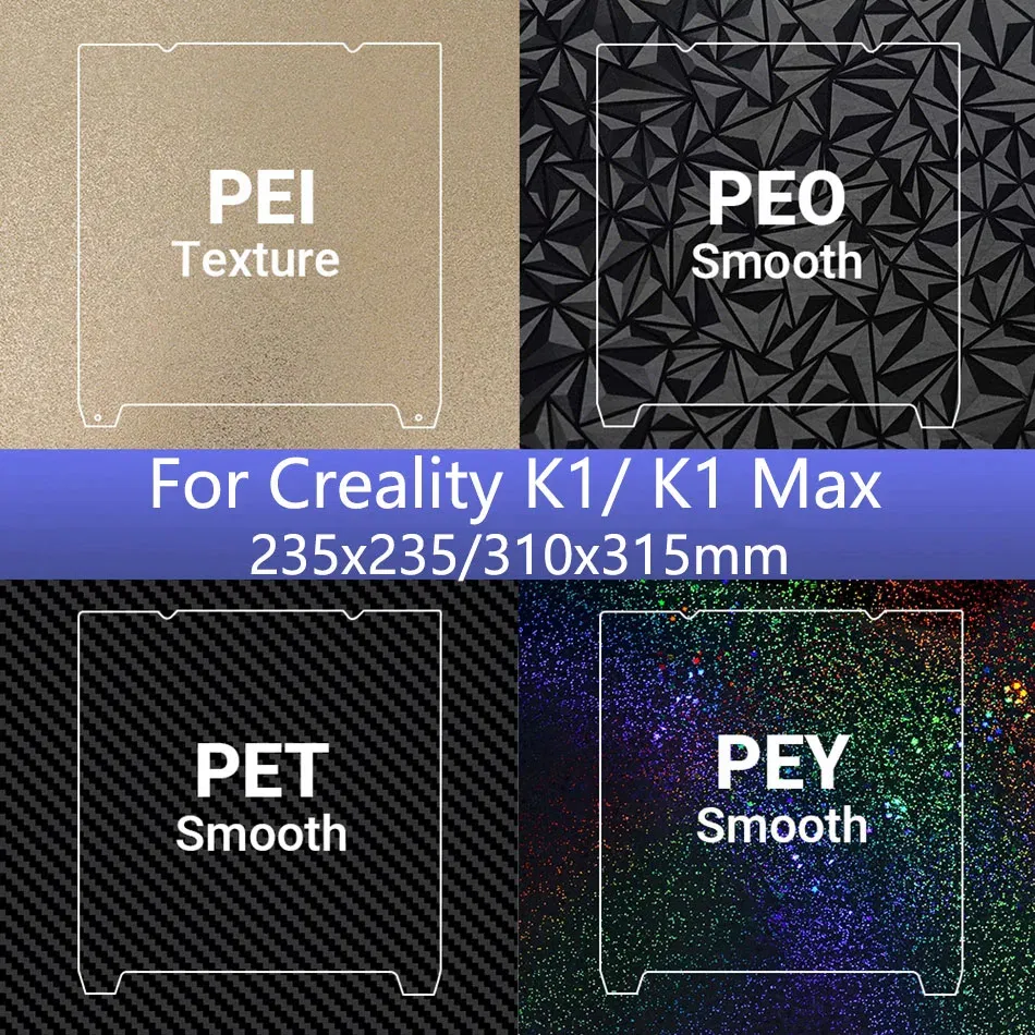 Color: Red, Size: 0.2mm - K1C 235x235 Bed 310x315 Build Plate For Creality K1 Max K1 Pei Plate Ender 3 S1 Spring Steel Magnetic Pei Sheet Pey Build Plate