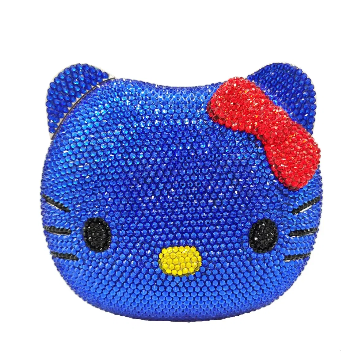 Color: Gold - Luxury Navy Blue Crystal Animal Evening Bags Cat Designer Party Purse Ladies Clutch Bags Women Handbags