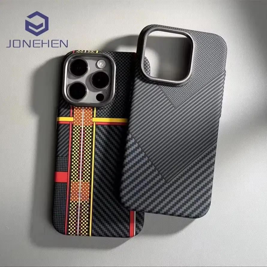 Color: Beige, Material: Microfiber - Luxury Alloy Lens Personalized Pixel 3D Relief Carbon Fibre Pattern Case For iPhone 13 14 15 16 Pro Max Slim Cover For Magsafe