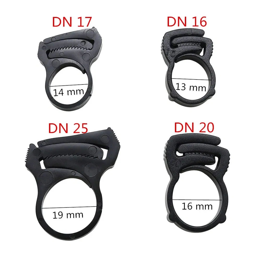Size: 4 inches - 5 Pcs DN16 DN17 DN20 DN25 Pipe Tightening Clamps Plumbing Irrigation Tube Hose Fastening Buckles Home Improvement Fixed Clips
