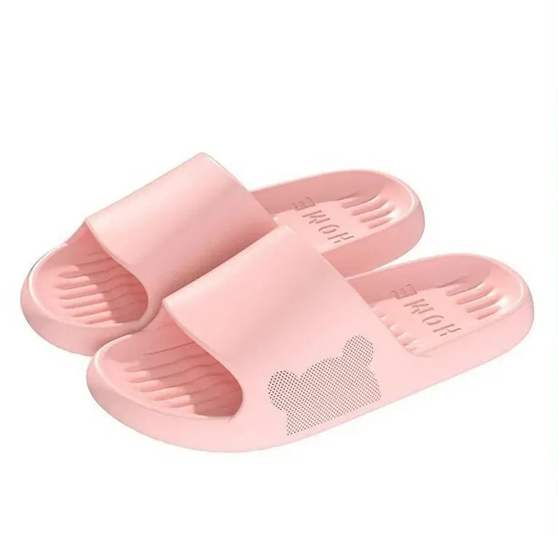 Color: Pink, Shoe Size: 40 - Soft Slippers Couples Home Outdoor Slipper Summer Women Bedroom Thick Bottom Shoes Beach Sandals Men Flip Flops Shower Shoes