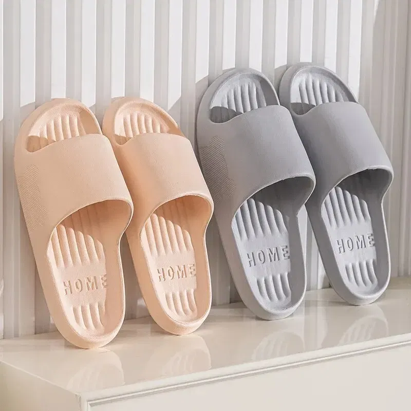 Color: Pink, Shoe Size: 40 - Soft Slippers Couples Home Outdoor Slipper Summer Women Bedroom Thick Bottom Shoes Beach Sandals Men Flip Flops Shower Shoes