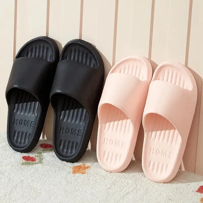Color: Pink, Shoe Size: 40 - Soft Slippers Couples Home Outdoor Slipper Summer Women Bedroom Thick Bottom Shoes Beach Sandals Men Flip Flops Shower Shoes