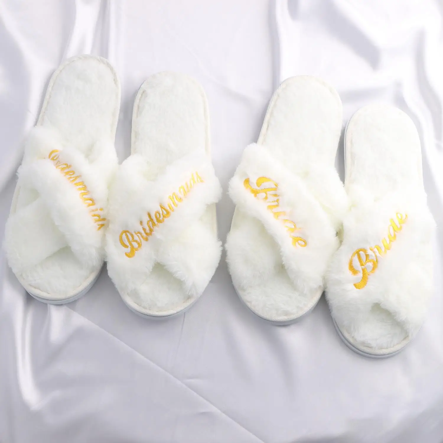 Color: Grape, Shoe Size: One Size - Personalized Wedding Name Slipper Bridal Party Fluffy Slippers Warm Soft Ladies Home Shoes Bridesmaids Gifts