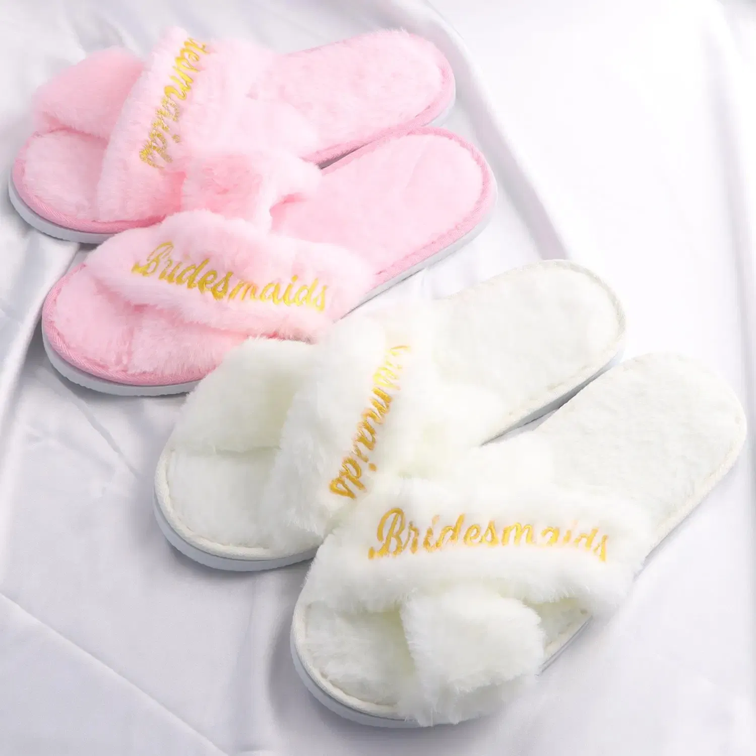 Color: Grape, Shoe Size: One Size - Personalized Wedding Name Slipper Bridal Party Fluffy Slippers Warm Soft Ladies Home Shoes Bridesmaids Gifts