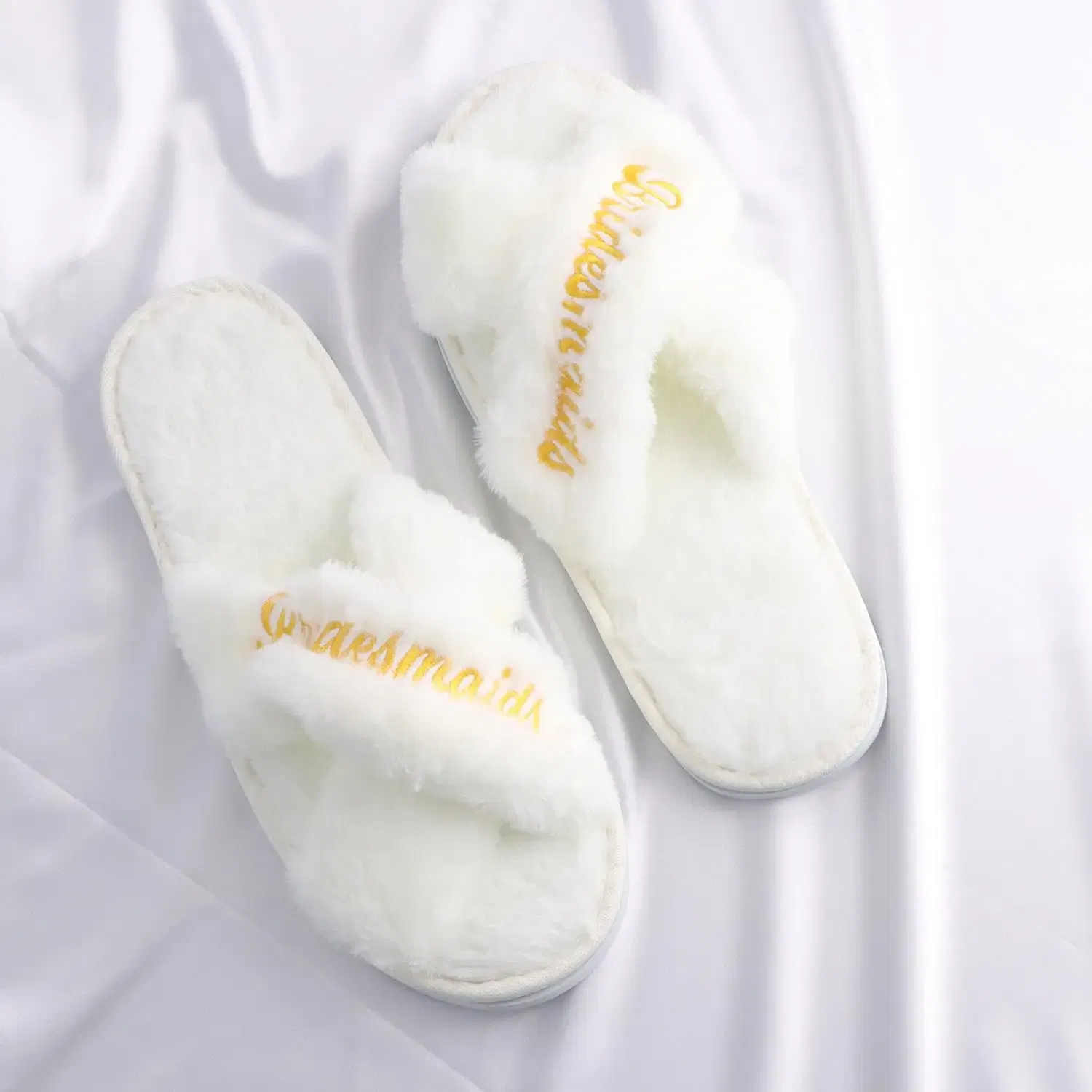 Color: Grape, Shoe Size: One Size - Personalized Wedding Name Slipper Bridal Party Fluffy Slippers Warm Soft Ladies Home Shoes Bridesmaids Gifts