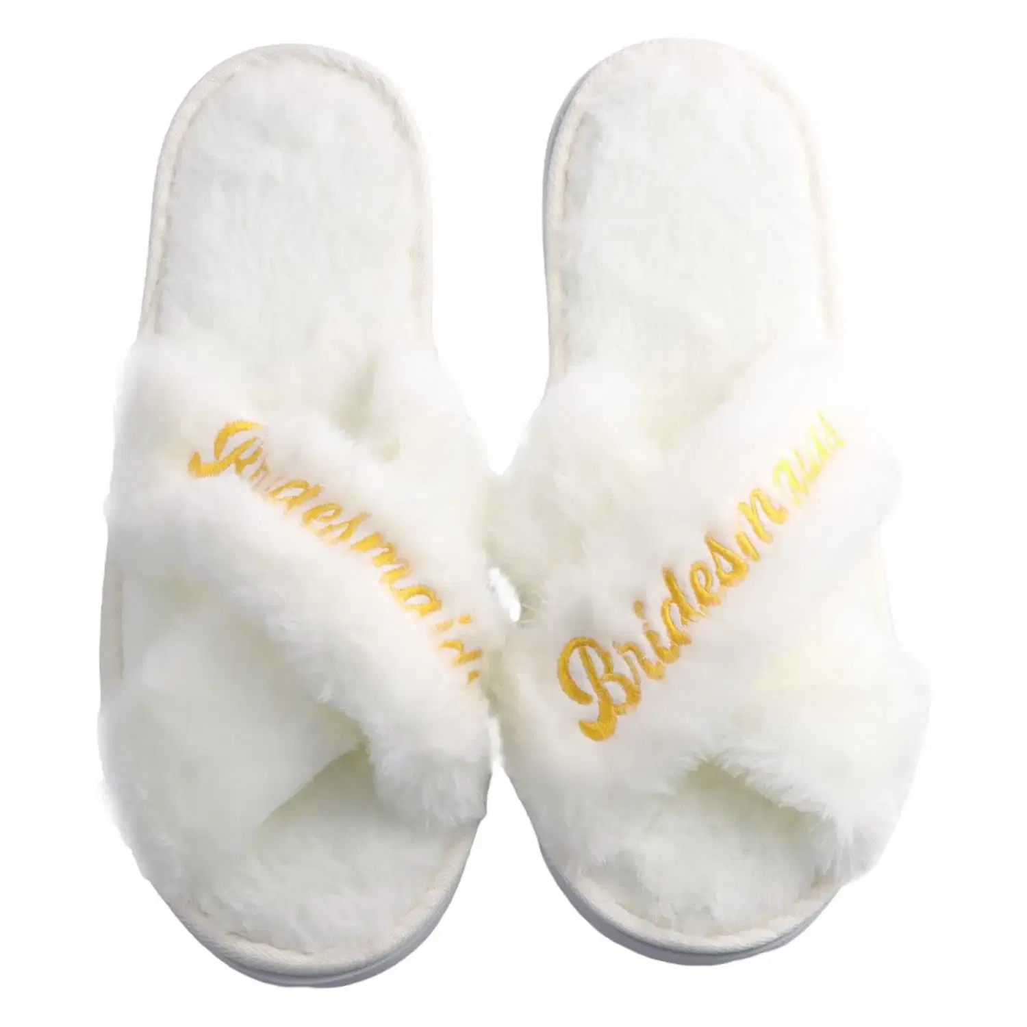 Color: Grape, Shoe Size: One Size - Personalized Wedding Name Slipper Bridal Party Fluffy Slippers Warm Soft Ladies Home Shoes Bridesmaids Gifts