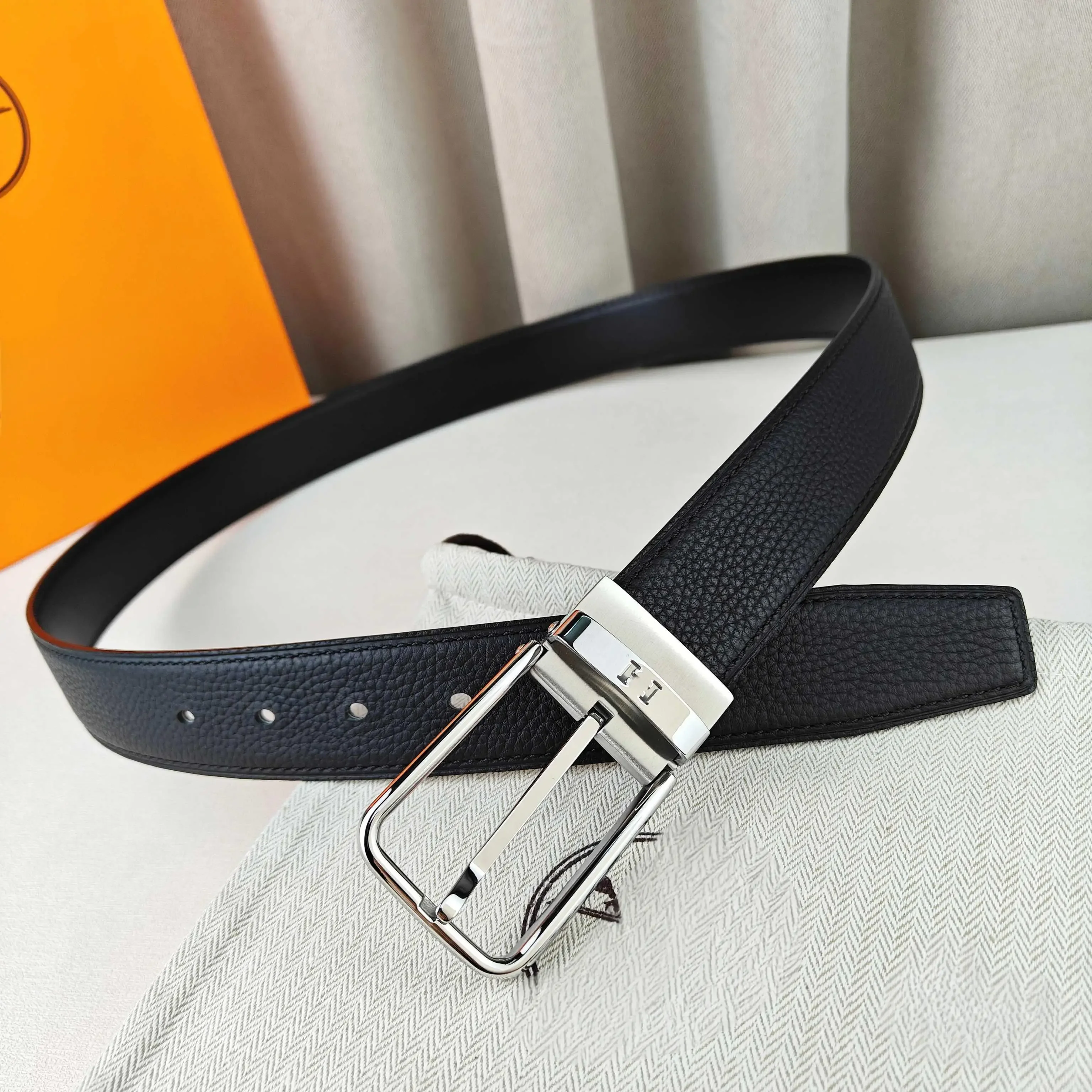 Color: Gold - Light Luxury Style Pin Buckle Belt Top Quality First Layer Cowhide Black Lychee Surface Luxury Gift Men's High-end Belt