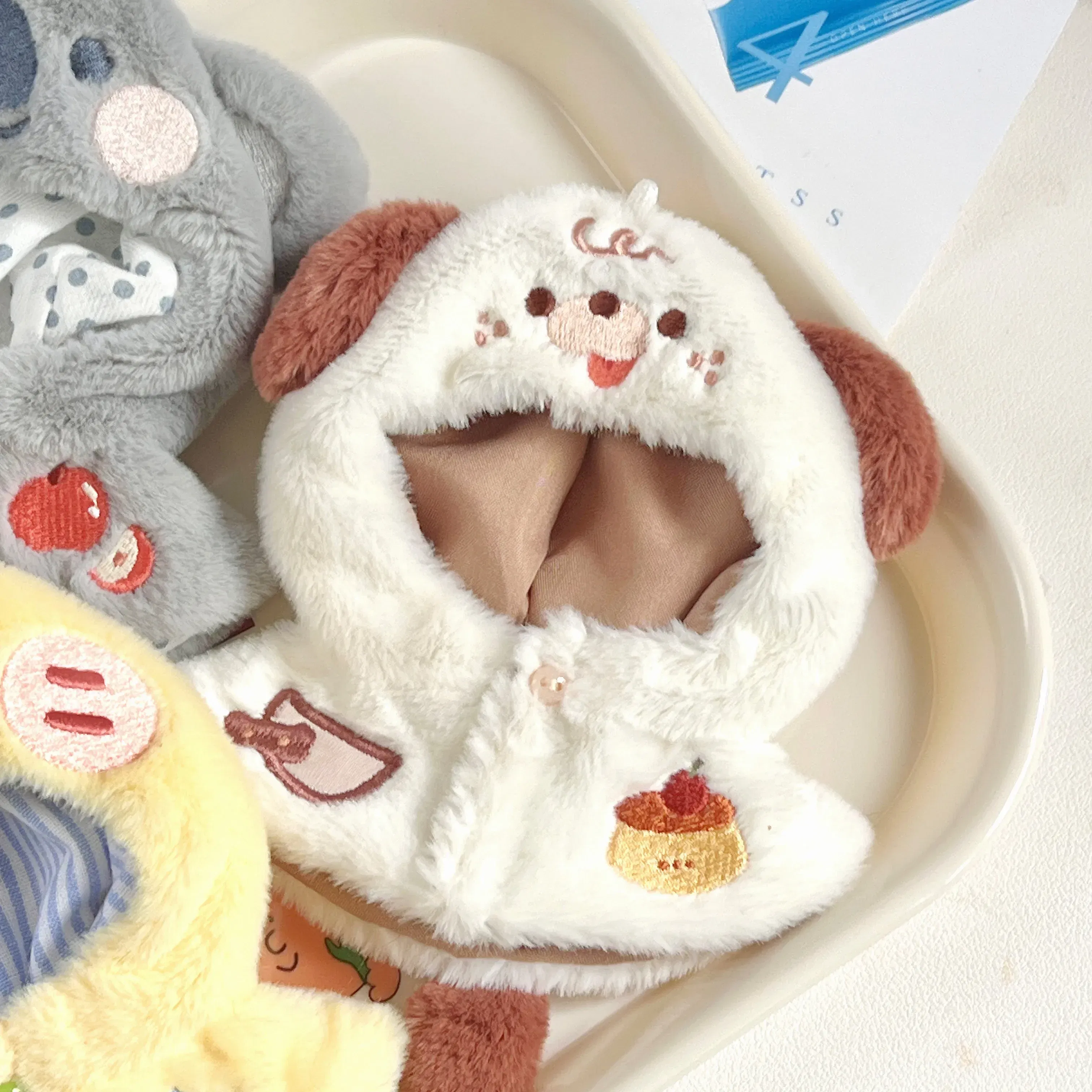 Color: Gold, Size: S - 10cm doll clothes animal doll clothes small animal cloak line puppy cotton doll with cute clothing kpop hat cloak