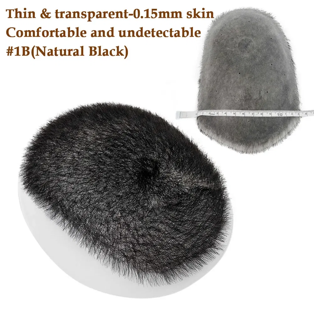 Toupee Color: 20R#, Toupee Design: free, Toupee Density: 130%, Ships From: CHINA - 13x18/15x20cm 100% Human Hair Buzz Cut Toupee for Men Ultra Thin PU Black Topper Transparent Biological Scalp Prosthesis Toupee