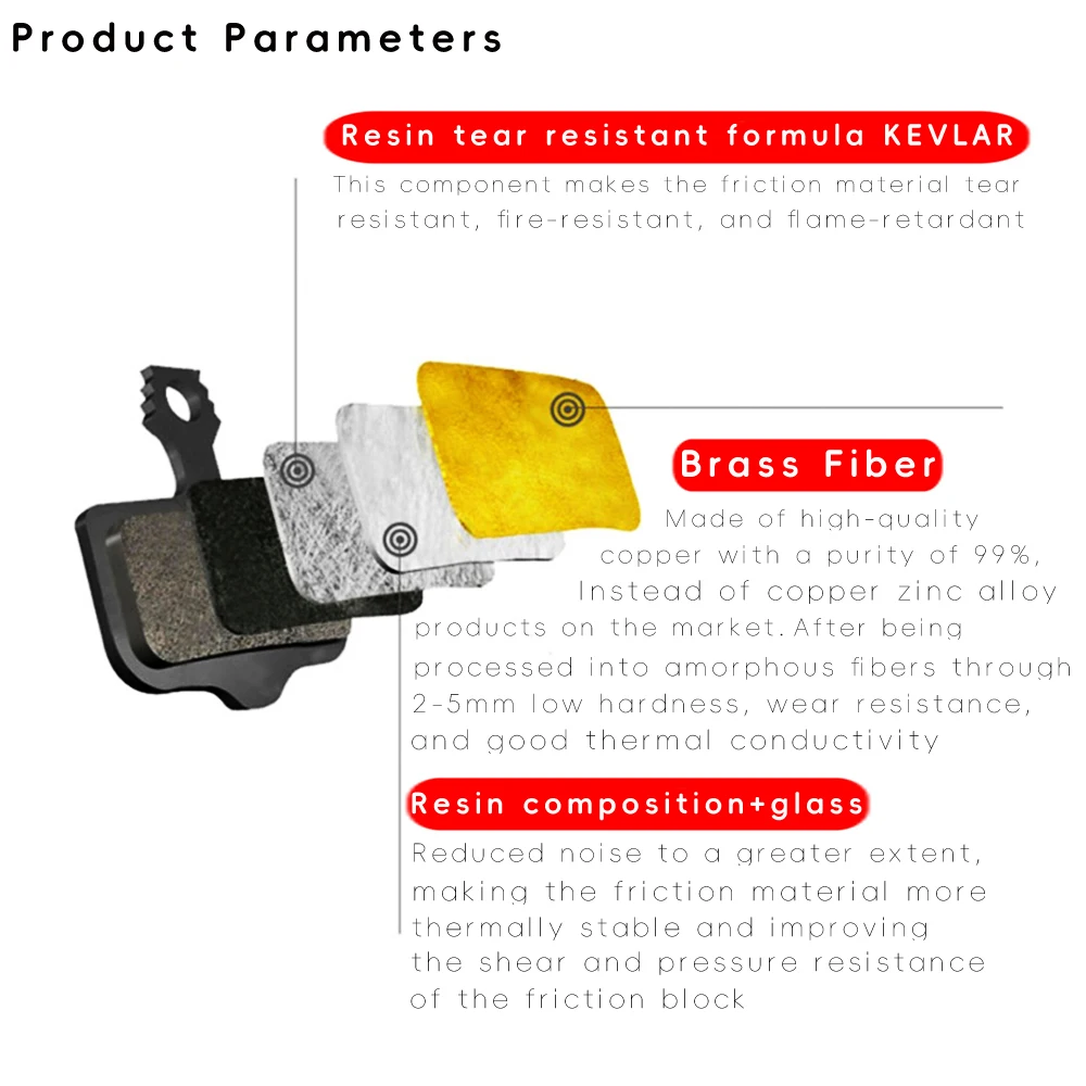 Color: Yellow - VXM MTB Bike Cycling Hydraulic Disc Brake Pads Resin semi-metallic for SHIMANO AVID HAYES Magura Formula M8020 DB Bicycle Parts