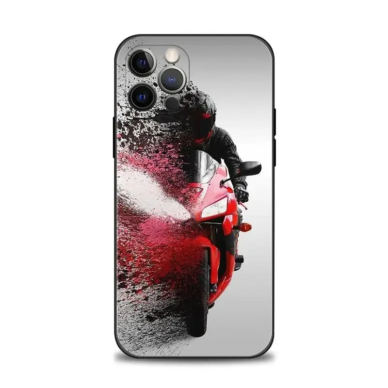 Color: Dark Grey, Material: Wood - Moto Cross Motorcycle Sports Phone Case For iPhone 16 15 14 13 12 11 Pro Max XS X XR Plus Mini Luxury Black Soft Cover Funda