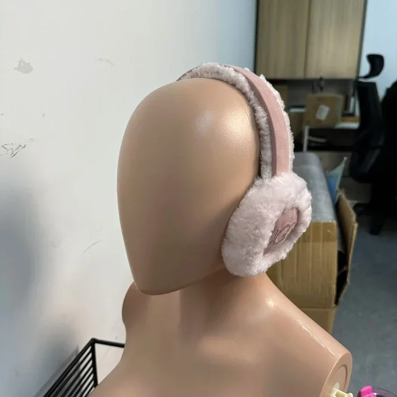 Color: WHITE - Fashion Autumn Winter Earmuffs Women Men Ear Warmer Plush Solid Color Adjustable Foldable Ear Muffs Earflap Earmuffs