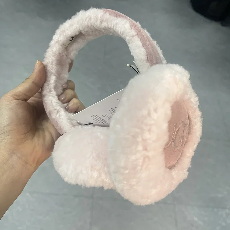 Color: WHITE - Fashion Autumn Winter Earmuffs Women Men Ear Warmer Plush Solid Color Adjustable Foldable Ear Muffs Earflap Earmuffs