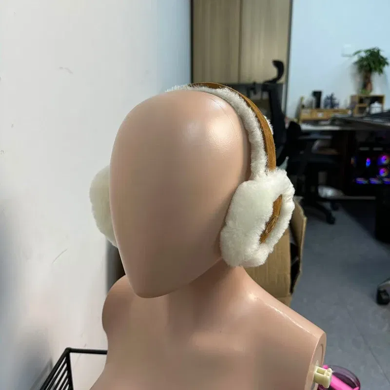 Color: WHITE - Fashion Autumn Winter Earmuffs Women Men Ear Warmer Plush Solid Color Adjustable Foldable Ear Muffs Earflap Earmuffs
