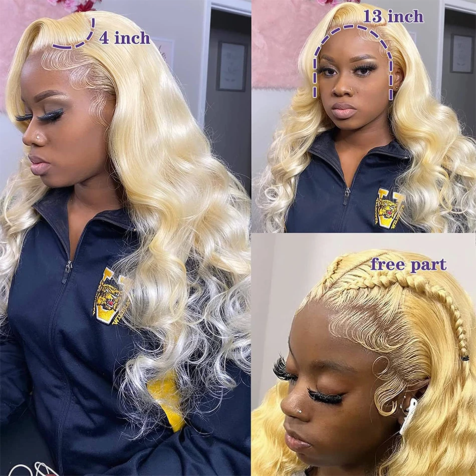 Color: WHITE, Stretched Length: 24inches, Density: 210%, Ships From: CHINA - 613 Blonde Lace Front Wig Human Hair Body Wave 13X6 Hd Lace Frontal Wig 13X4 Lace Front Human Hair Wig Hd Lace Wig For Women