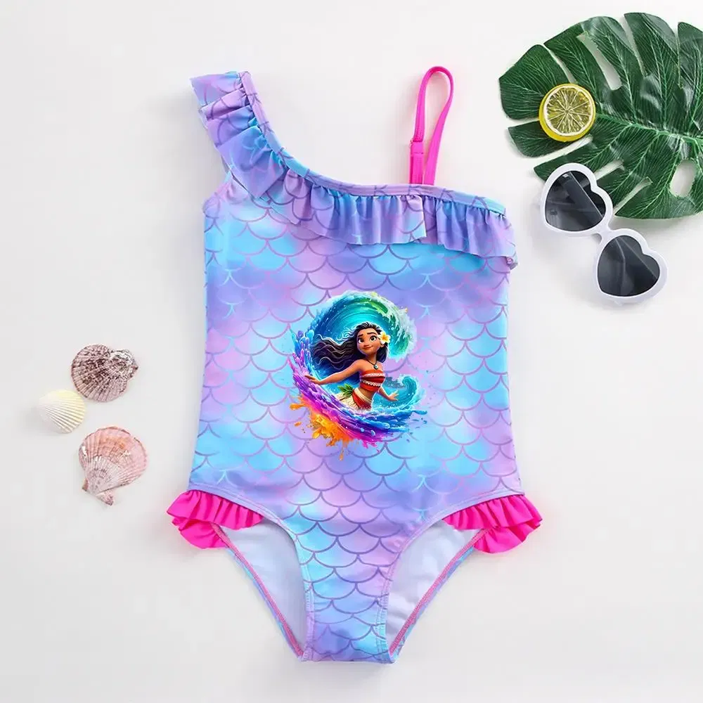 Color: Yellow, Kid Size: 18M - Moana Baby Girl Mermaid Fish Scale Print Swimsuit One-Piece Swimwear Toddler Bathing Suit Beach Outfit