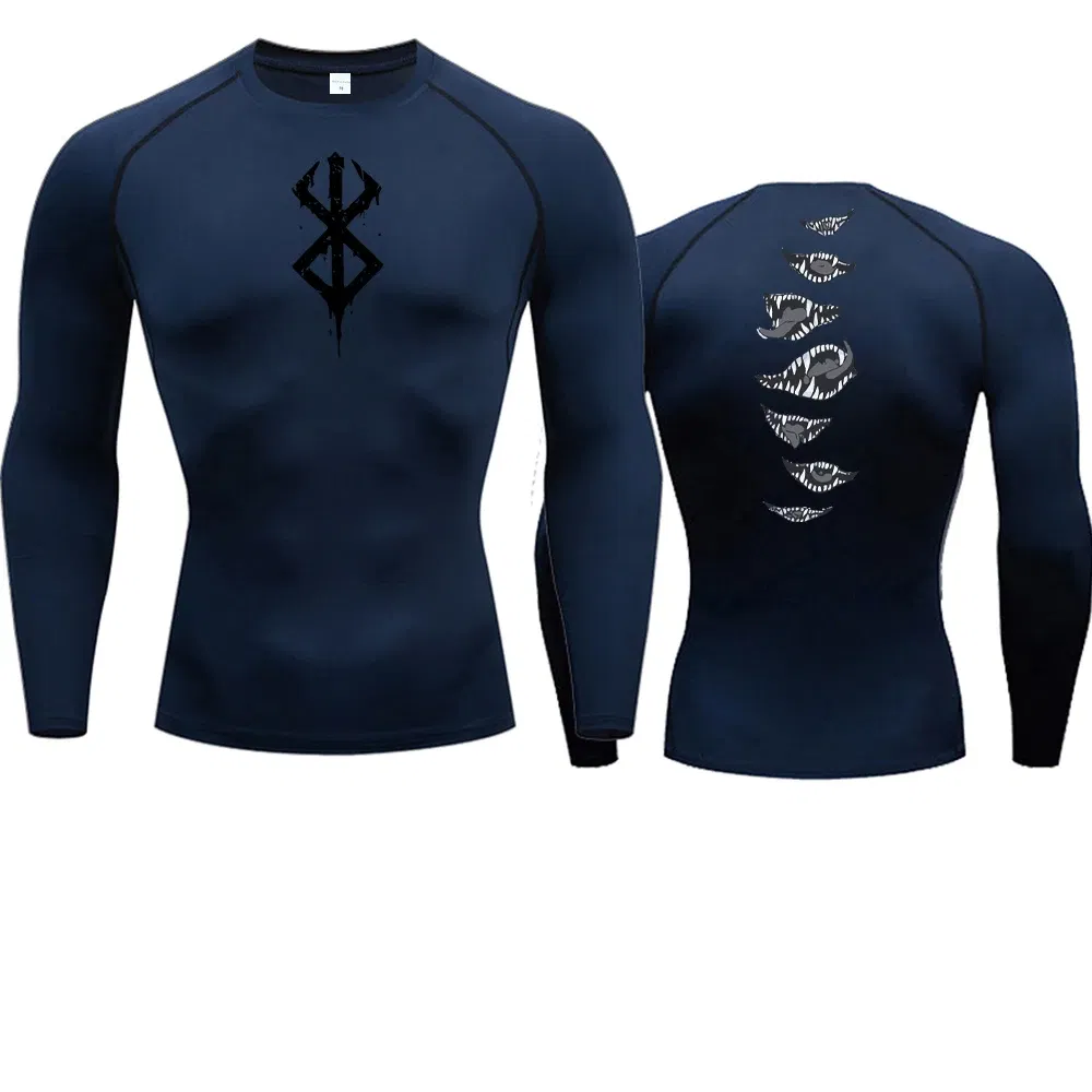 Color: PURPLE, Size: M - 2024Anime Berserk Guts Men's Compression Shirt Fitness Sport Running Tight Gym TShirts Athletic Quick Dry Tops Tee Summer