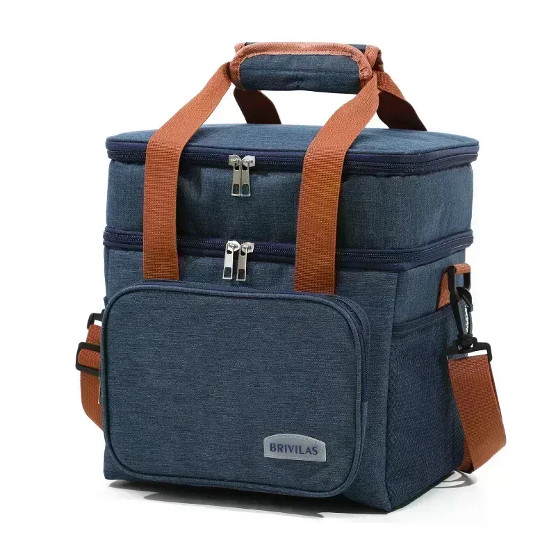 Color: Blue - BAGNEER Thermal Lunch Bag Camping Picnic Food Cooler Bags Insulated Case Waterproof Office School Lunchbag Shoulder Cooling Box
