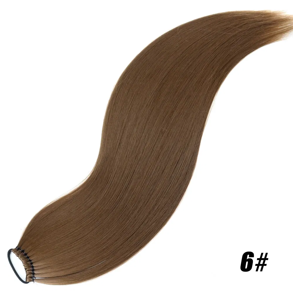 Color: 4/27HL, Ships From: CHINA, Stretched Length: 24inches - Synthetic 24Inch Ponytail Extensions Black Natural Braided Pony Tail Hairpiece Long Straight Rubber Band Hair For Women