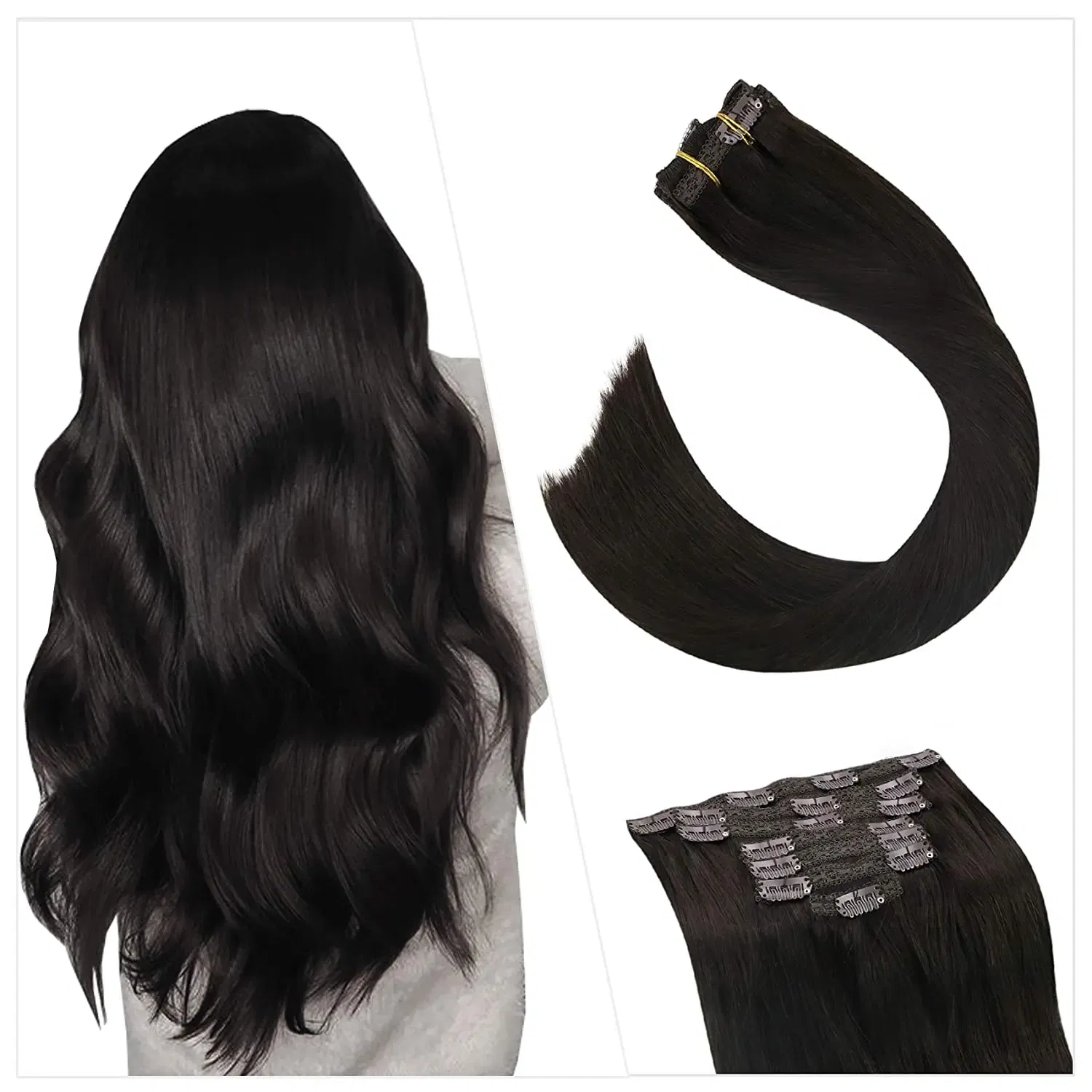 Color: Burg, Length: 20 INCHES, Weight Per Package: 120g/Set - [16 Colors] Ugeat Clip in Hair Extensions Human Hair 14-22" Double Weft Remy Hair Full Head Clip in Extensions for Woman 7Pcs