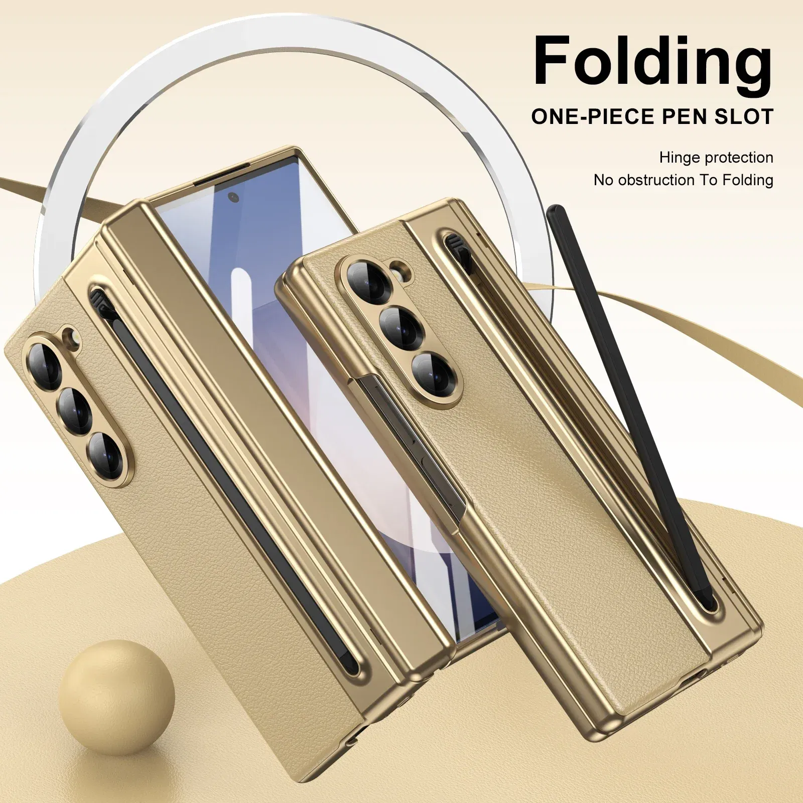 Color: Blue, Material: aluminum - With Touch Pen For Samsung Galaxy Z Fold 6 Slim 5 W25 5 4 3 Case Leather Plating Hinge 360 Full Screen Protector Folding Cover