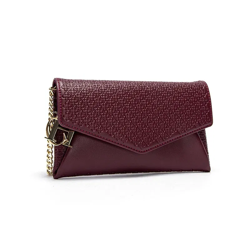 Color: Dark Red - Carolina Herrera Women's Travel Versatile Shoulder Bag Crossbody Bag Mobile Phone Lipstick Storage Bag with Chain Shoulder Bag