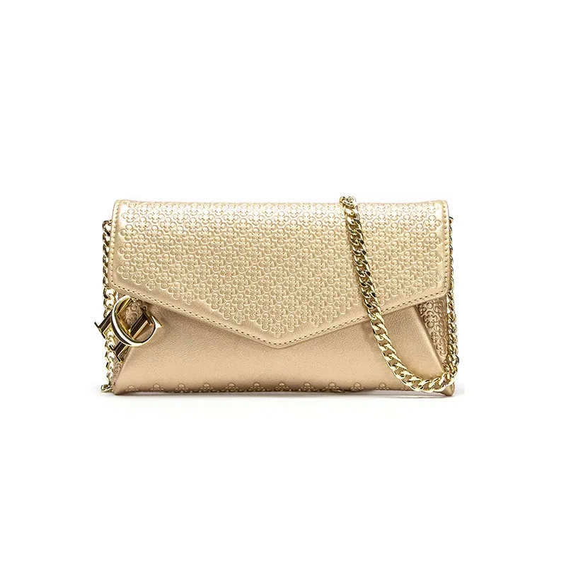 Color: Dark Red - Carolina Herrera Women's Travel Versatile Shoulder Bag Crossbody Bag Mobile Phone Lipstick Storage Bag with Chain Shoulder Bag