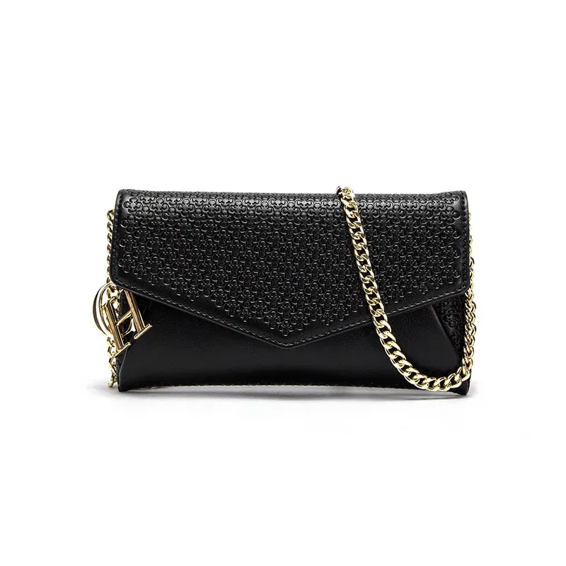 Color: Dark Red - Carolina Herrera Women's Travel Versatile Shoulder Bag Crossbody Bag Mobile Phone Lipstick Storage Bag with Chain Shoulder Bag