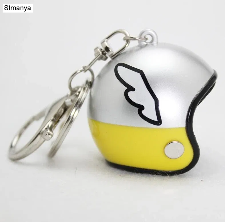 Color: Ivory - New Motorcycle Helmets Key chain Women men Cute Safety Helmet Car Keychain Bags Hot Key Ring gift Jewelry wholesale 17022