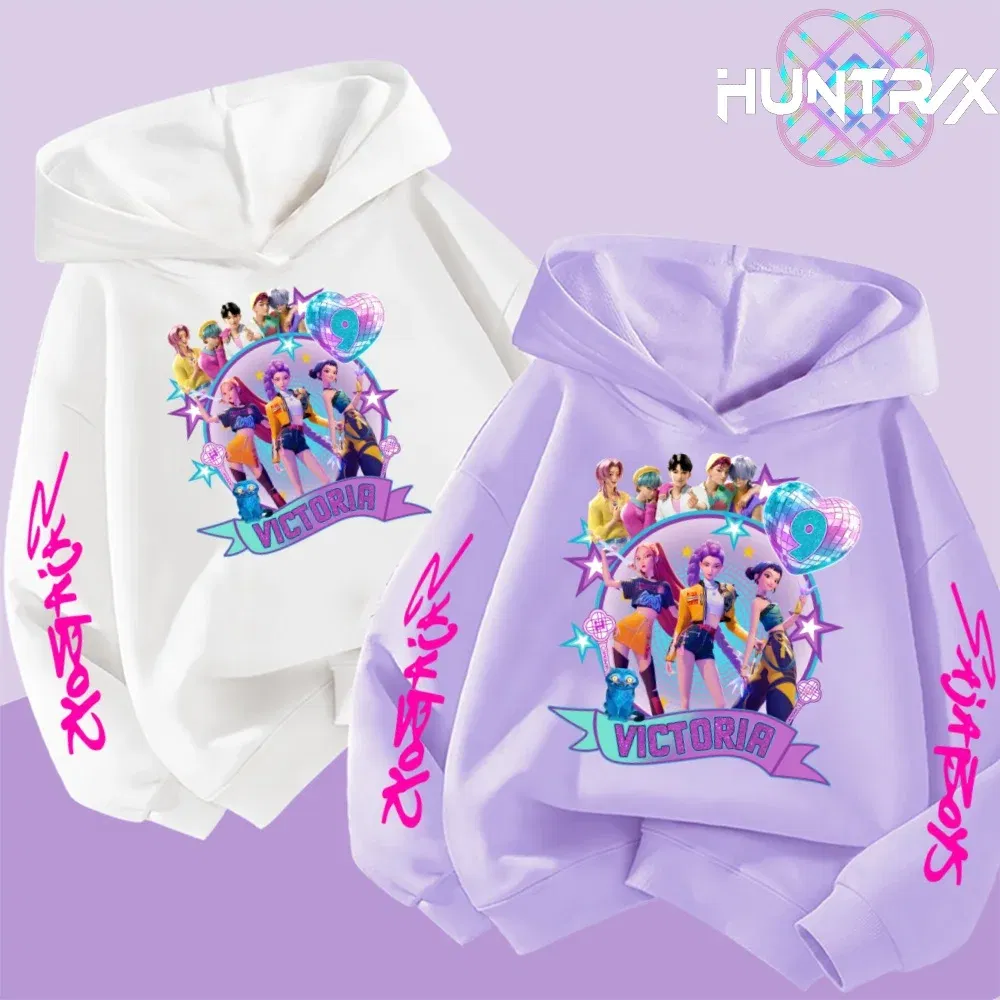 Color: Dark Grey, Kid Size: 7 - Movie Kpop Demon Hunters Shining light ball Hoodie Men Women Cartoon Fashion Sweatshirt Male Casual boys&girls Pullover Hoodies