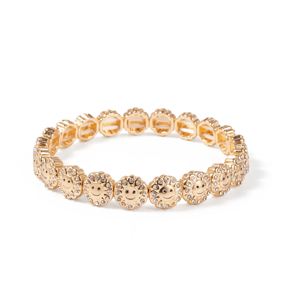 Metal Color: pink, Ships From: CHINA, Diameter: 50-52mm - 2024 New Rhinestone Happy Bangle For Women Diamond Hand Accessory