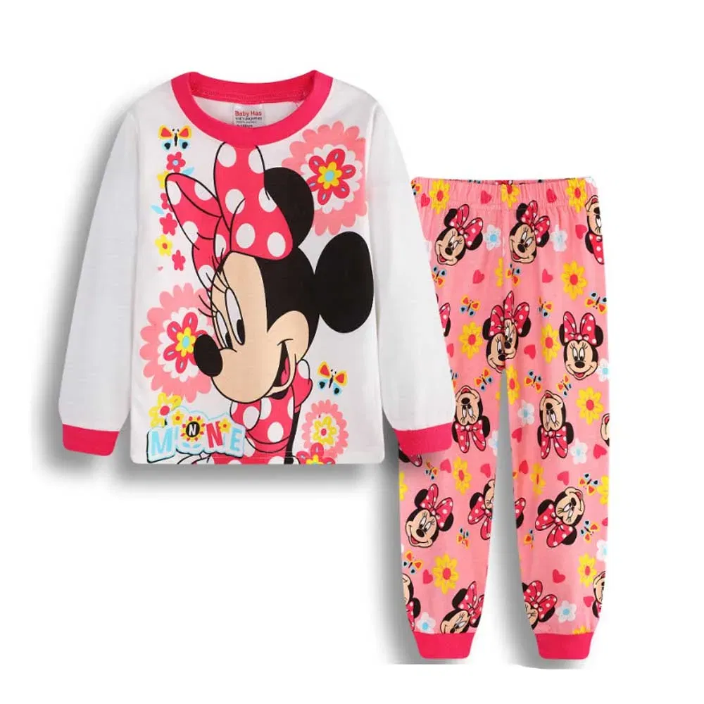 Color: green, Kid Size: 5 - MINISO Disney Boys Girls Pajamas Sets Kids Toddler 2 to 3 4 5 6 7 Years Cotton Long Sleeve Spring Fall Children Homewear Pijamas