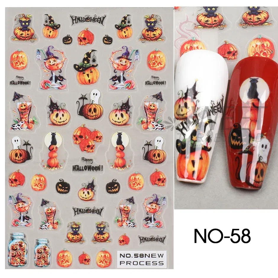 Color: Gold - 5D Embossed Elk Nail Art Sticker Cute Christmas Winter Santa Claus Snowflake Gingerbread Man Engraved Slider Manicure Decoration