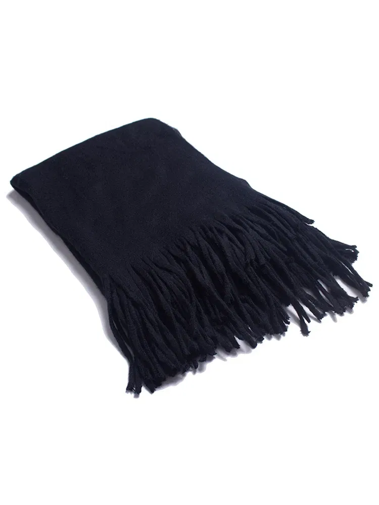 Color: Beige, Size: One Size - New Knitted Solid Double-Sided Scarf Headscarf Winter Women Lady Men Preppy Style Soft Warm Scarve Mujer Femme Male Wrap Shawl