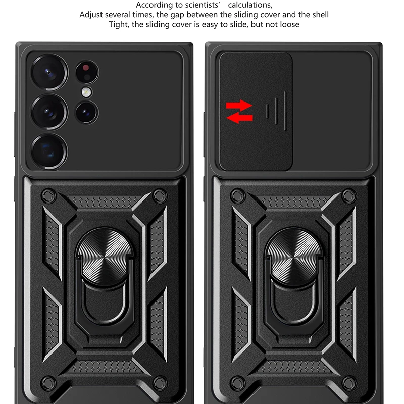 Material: plastic, Color: Black - Shockproof Armor Case For Samsung Galaxy S20 S21 S22 S23 S24 Plus Ultra FE With Car Magnetic Ring Holder Phone Cover
