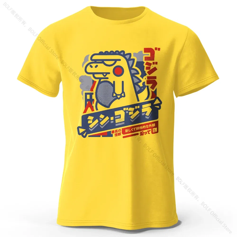 Color: Yellow, Size: S - Harajuku Kawaii Animal Printed 100% Cotton T-Shirt, Lightweight Round Neck Short Sleeve Tee, Unisex Casual Wear