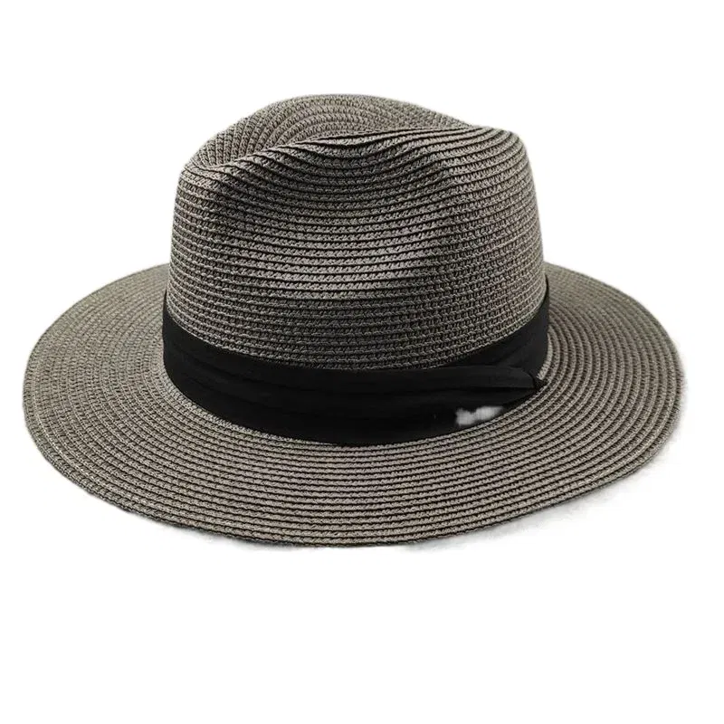 Color: green, Size: S - Large Size XL61-64cm Panama Sun Hats Men Wide Brim Straw Caps Women Summer Big Head Beach Hat Male Plus Size Fedora Hat 58-60cm