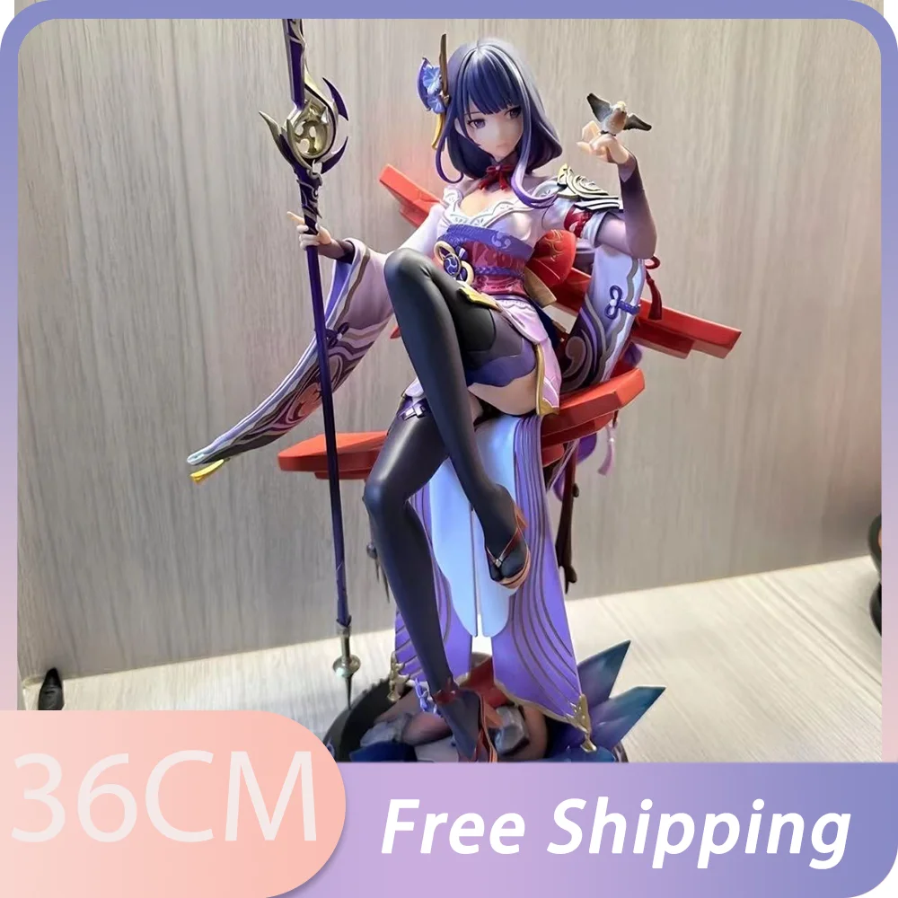 Color: WHITE, Size: 12cm - Game Genshin Impact Figure Raiden Shogun Figures Sexy Girl Beelzebul Figurine Pvc Sitting Posture Collection Statue Toys Gift