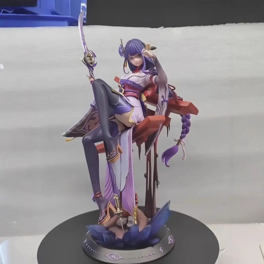 Color: WHITE, Size: 12cm - Game Genshin Impact Figure Raiden Shogun Figures Sexy Girl Beelzebul Figurine Pvc Sitting Posture Collection Statue Toys Gift