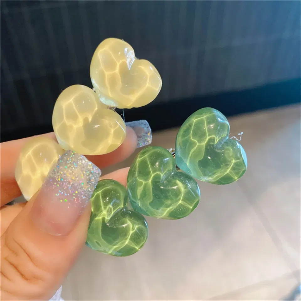 Color: GRAY - Summer Candy Color Heart Hair Clips Barrettes Sweet Transparent Jelly Hairpin Women Girls Cute Handmade Hairgrips Acccessories