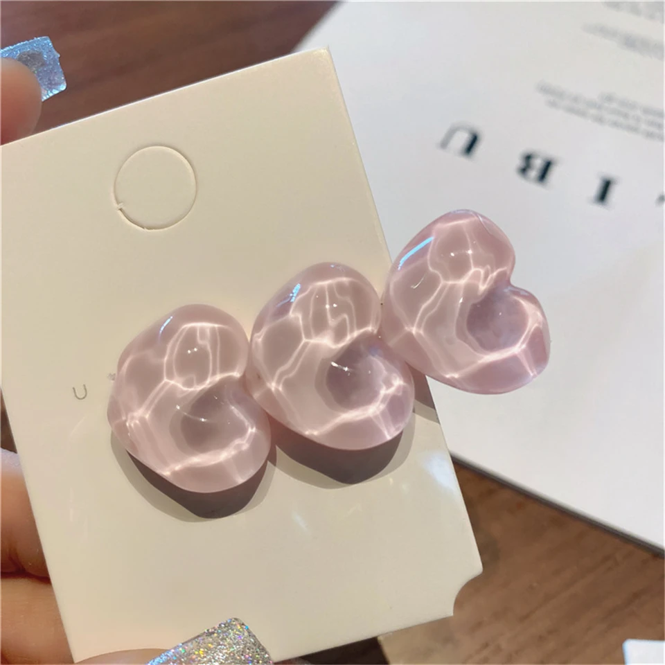 Color: GRAY - Summer Candy Color Heart Hair Clips Barrettes Sweet Transparent Jelly Hairpin Women Girls Cute Handmade Hairgrips Acccessories