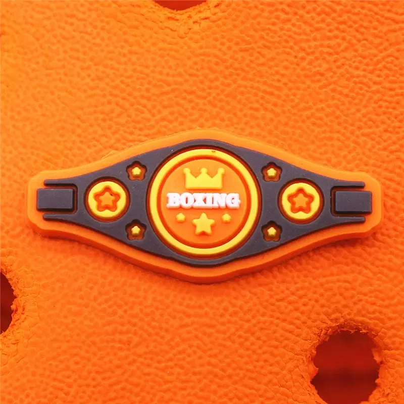 Color: Champagne, Ships From: CHINA - 1Pcs Boxing Champion Style Sandals Shoe Charms Accessories PVC MMA VS One Clogs Pins Badges Shoe Clips Buckle Fit Kids