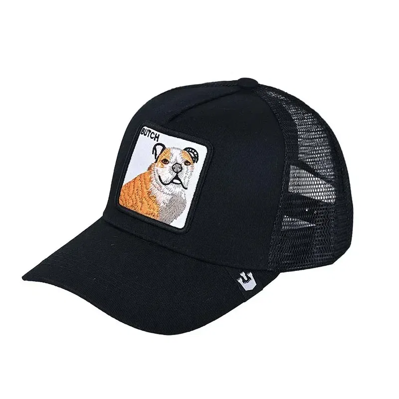Color: Black Green - Baseball Caps Men Women Snapback Hip Hop Cap With Fashion Animals Embroidery Summer Breathable Mesh Trucker Caps Streetwear Bone