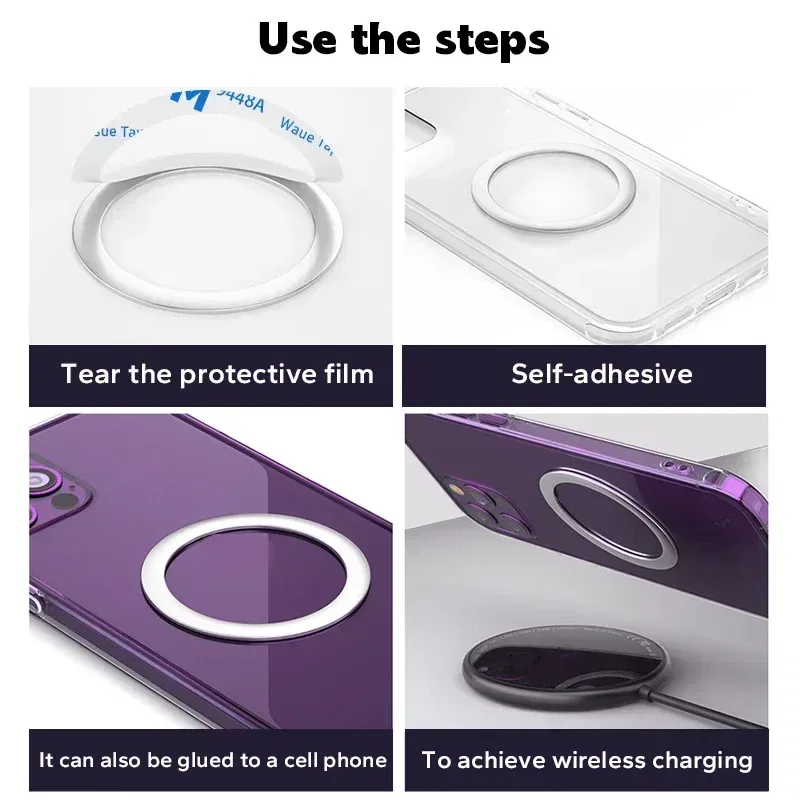 Color: Other - 2024 Stainless Steel Universal Magnetic Metal Plate Ring For Magsafe Wireless Charger Iron Sheet Sticker Magnet Car Phone Holder