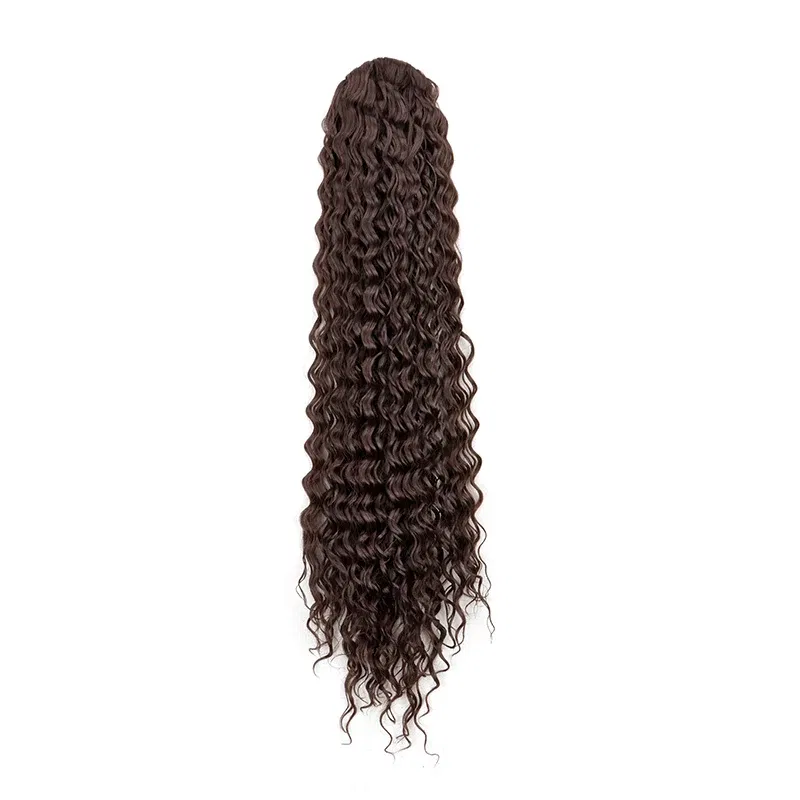 Color: 4/27HL - Synthetic Long 22Inch Kinky Curly Ponytail Extensions Clip in Drawstring Ponytail Wig Afro Pony Tail Women Hairpiece