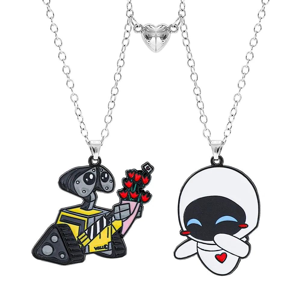 Metal Color: Antique Bronze Plated - Disney-Stitch Heart Necklace for Couple, Gold and Silver Color, Angel and Stitch, Cute Style , Jewelry Pendant, Gift for Girl, 1